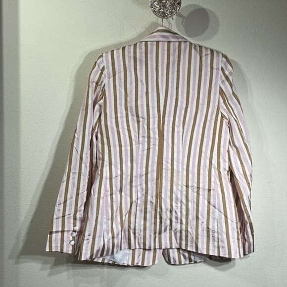 (N3) Frame Pink Brown White Striped br Blazer Jacket NWT Retail $580 Size‎ 6 - Picture 2 of 12